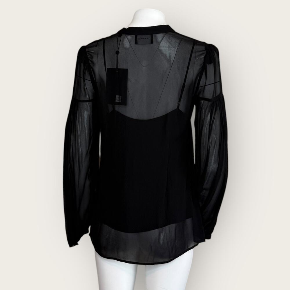 NWT | The Kooples | Sheer Button-Up Blouse & Camisole Set | Black | Size 2 - Picture 3 of 16